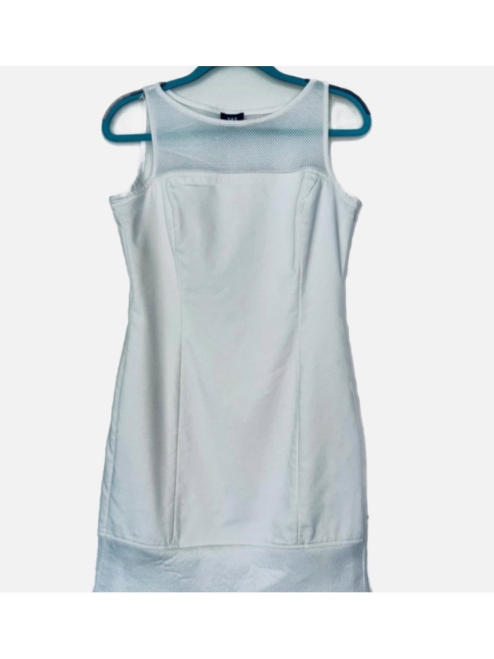 W BY WORTH White Mini Sheath Dress - Mesh Yoke & Hem Size 6